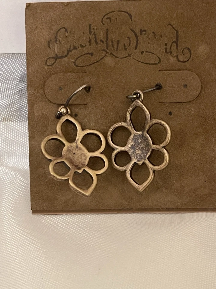 "Pendientes colgantes marca Lucky oro y flor de cornalina 1,5"" nuevos con etiquetas margarita boho" Foto 4 de 4