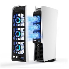 LED Cooling Fan w/USB Port for Playstation 5 Disc & Digital: Quiet, Adjustable