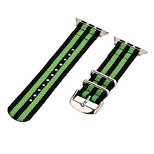 Black/Lime Green - 2 Piece Classic SS Nylon Watch Band for 42mm Apple Watch