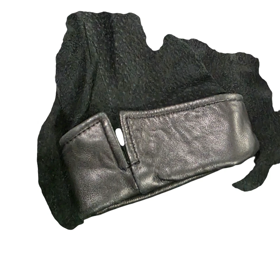 Jaqueta de Camurça Vintage Reed Couro Feminina Preta Gola Pequena Manga Longa Luxo - Imagem 3 de 4