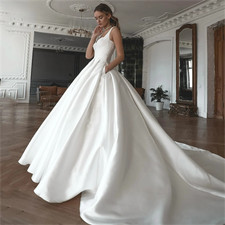 Bride Wedding Dresses With Pockets Spaghetti Straps Bridal Gowns Party Dresses