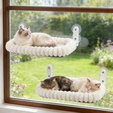 2PC Cat Window Perch with Bolster Foldable Cat Hammock Cushion Bed for Window...