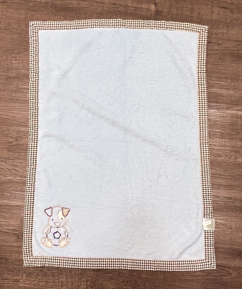 Manta de bebé Lambs & Ivy perro cachorro fútbol polar pata de gallo adorno azul 28 x 39 Foto 4 de 4