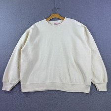Vintage 90s Hanes Premium Weight Crewneck Sweatshirt Cream Size XL Blank