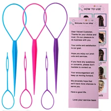 Topsy Tail and Hair Loop Styling Tool Set - 6 Piece Hair Accessory Set