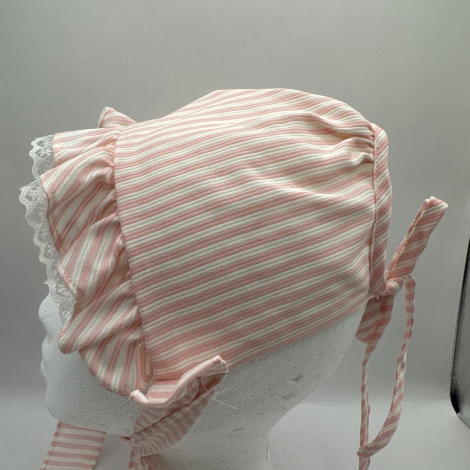 Cinta ajustable vintage a rayas de algodón rosa blanco para bebé Foto 2 de 4