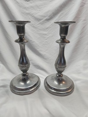 RWP Wilton Pewter Candlestick Holders Set Of 2 Vintage Colonial Style