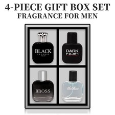 Men's Eau De Toilette EDT Spray Gift Set 4pc Long Lasting Cologne Party Travel