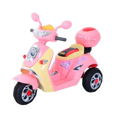 HOMCOM Elektro Aufsitz Spielzeugauto Kinder Motorrad Kinder Akku Dreirad Pink