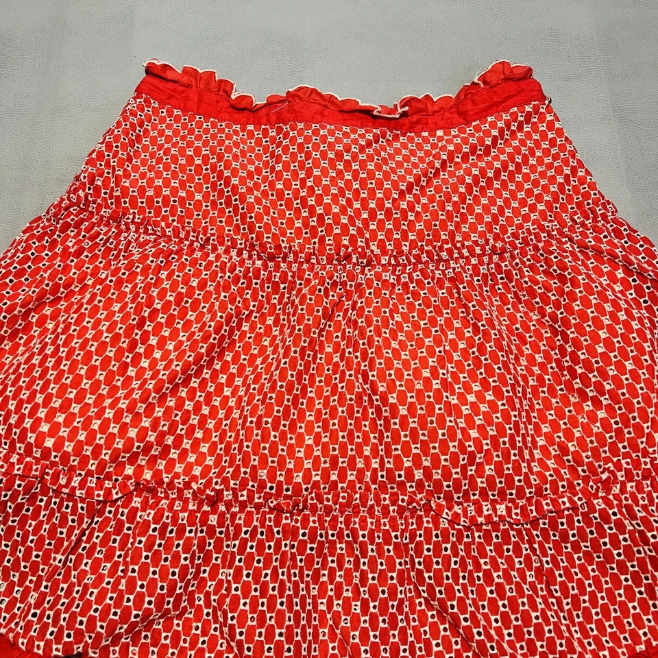 Marc Jacob Women Orange Eyelet Skirt Y2K Preppy Barbie BOHO Cotton Hippie-4-2057 - Image 2 of 4
