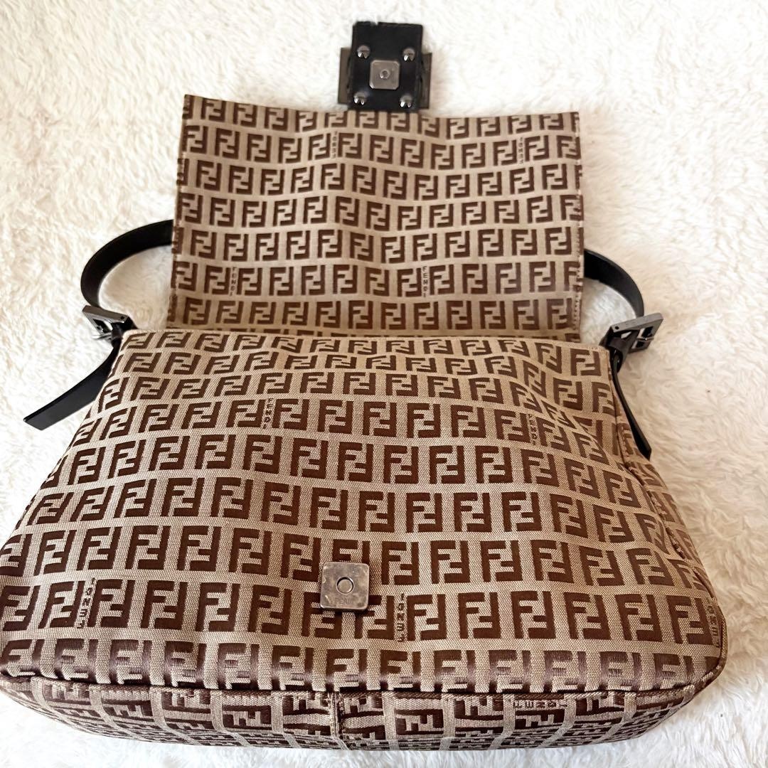 Fendi Mamma Baguette Women's Shoulder Bag Handbag Zucchino Canvas Leather Brown thumbnail 3
