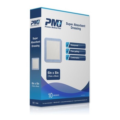 PMP Super Absorbent Wound Dressing 6''x8'' (Box of 10)