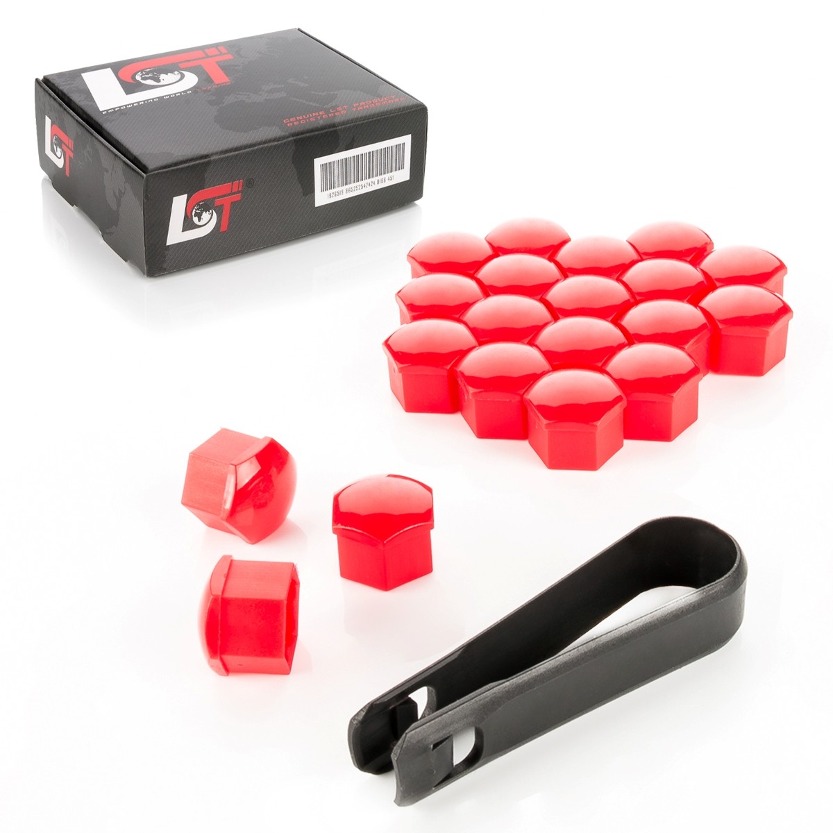 20x Rims Wheel Bolt Shrouds Hexagon Caps Set 0 21/32in Red for Lexus