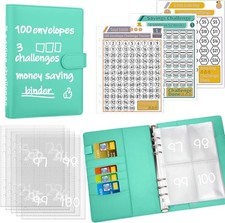 Antner 100 Envelopes Money Saving Challenge Binder, Savings Challenges Book with
