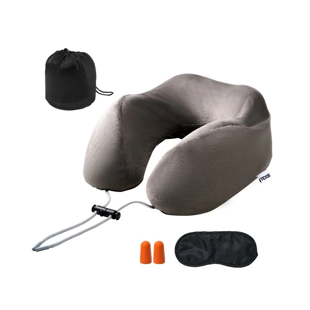 Memory Foam U-Shaped Travel Pillow for Neck Support in Dark Gray