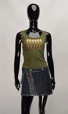 Vintage Michel Klein Y2K Coquette Printed Green Top Size S?