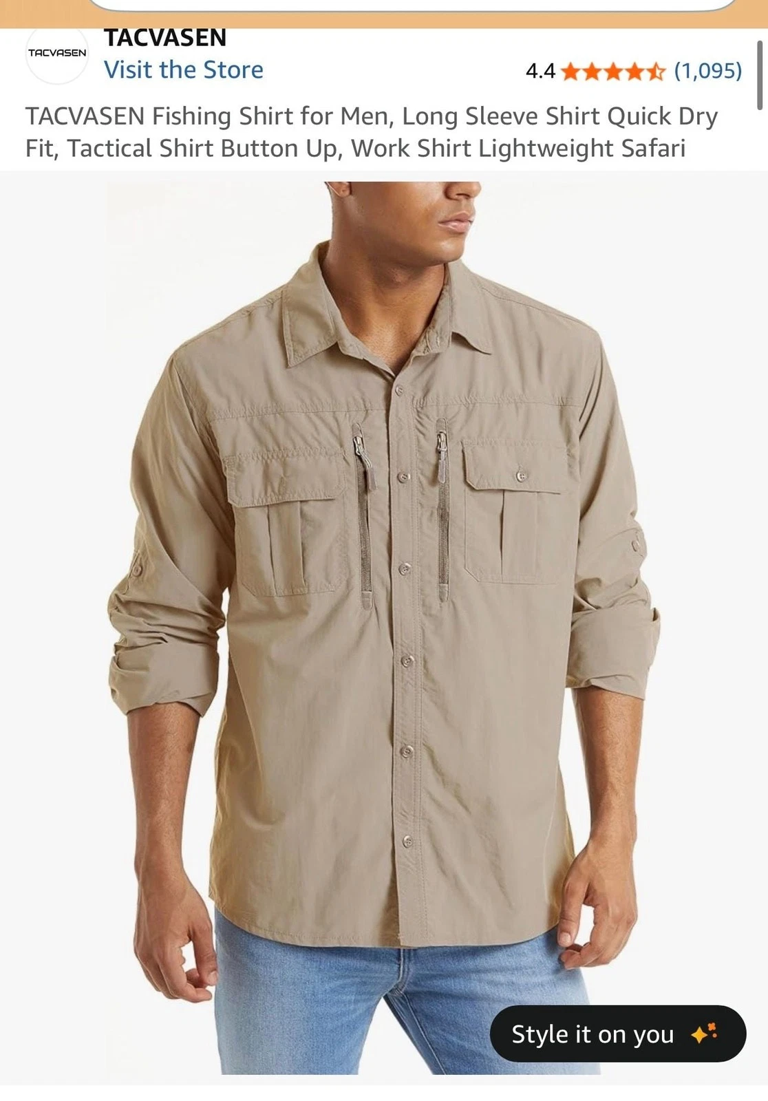 TACVASEN Men's Long Sleeve Quick Dry Tactical Fishing Shirt
Opens in a new window or tab