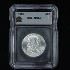 1963 Franklin Silver Half Dollar ICG MS64 Uncirculated 50C