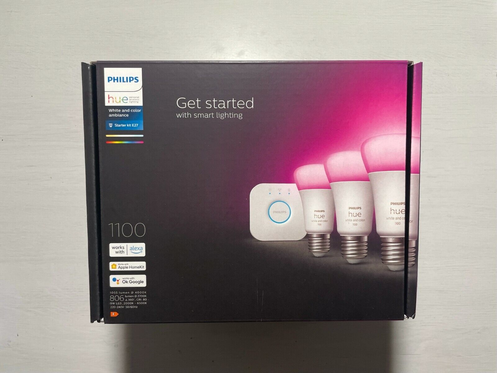 Philips Hue White Color Ambiance LED Starter Set Kit 3x E27 1100 lm Bridge 2