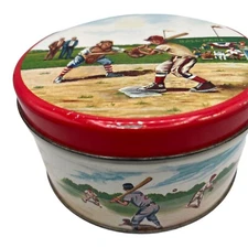 Vintage Advertising Cherrydale Farms Baseball Cashew Butter Crunch Storage Tin