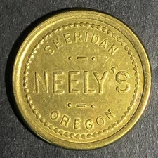 Neely's Sheridan Oregon Brass G/F 5c Trade Token 22.24mm