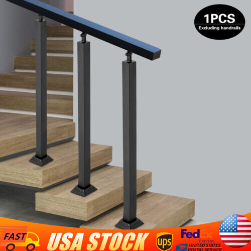 35" Iron Deck Railing Handrail Cable Post Top Mount Stair Patio Post Black