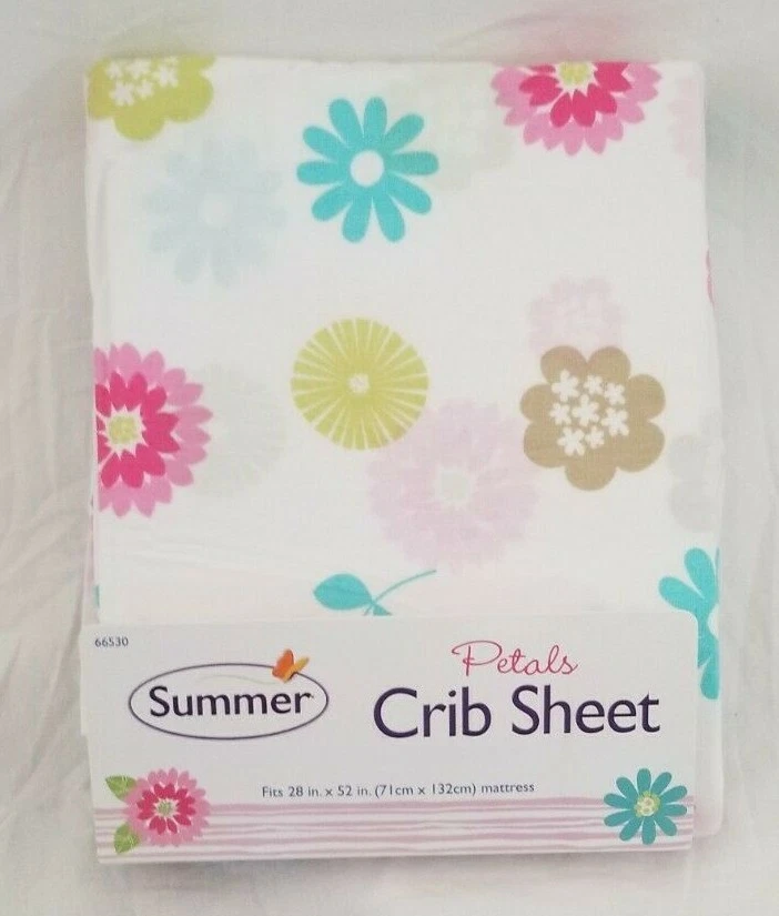 Hermosa sábana ajustable para cuna de verano con pétalos nueva en paquete Foto 3 de 4