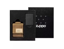 Zippo Lighter & Pouch Gift Set Tactical Black Crackle Brown Molle Pouch RRP £69