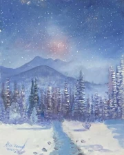 Winter Landscape Acrylic by Alia 