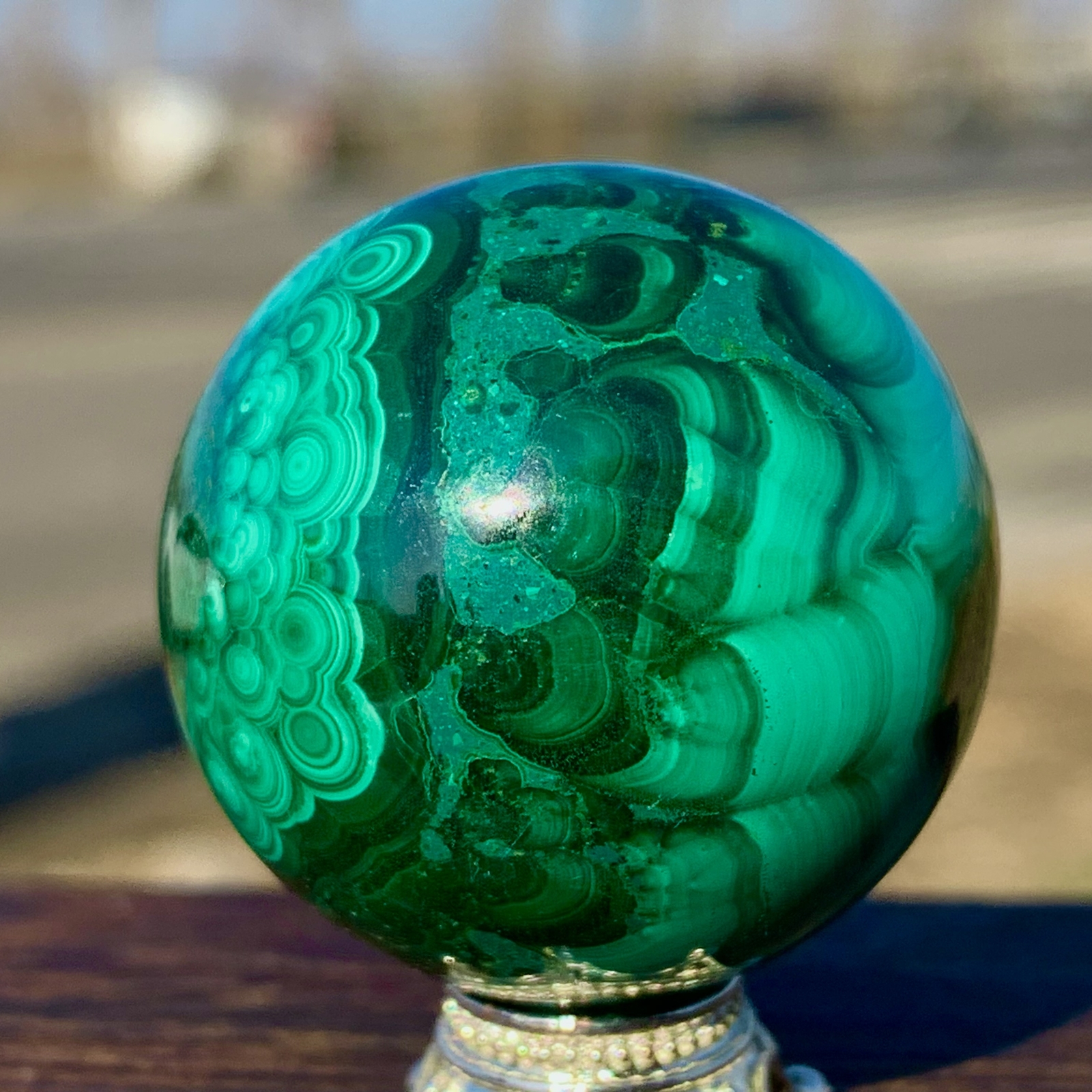 62G Natural glossy Malachite ball transparent cluster rough mineral sample