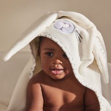 the littlest 100 Organic Hooded Animal Towel White