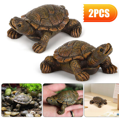 #ad 2Pcs Turtle Garden Ornament Outdoor Tortoise Statue Sculpture Resin Home Decor $7.48