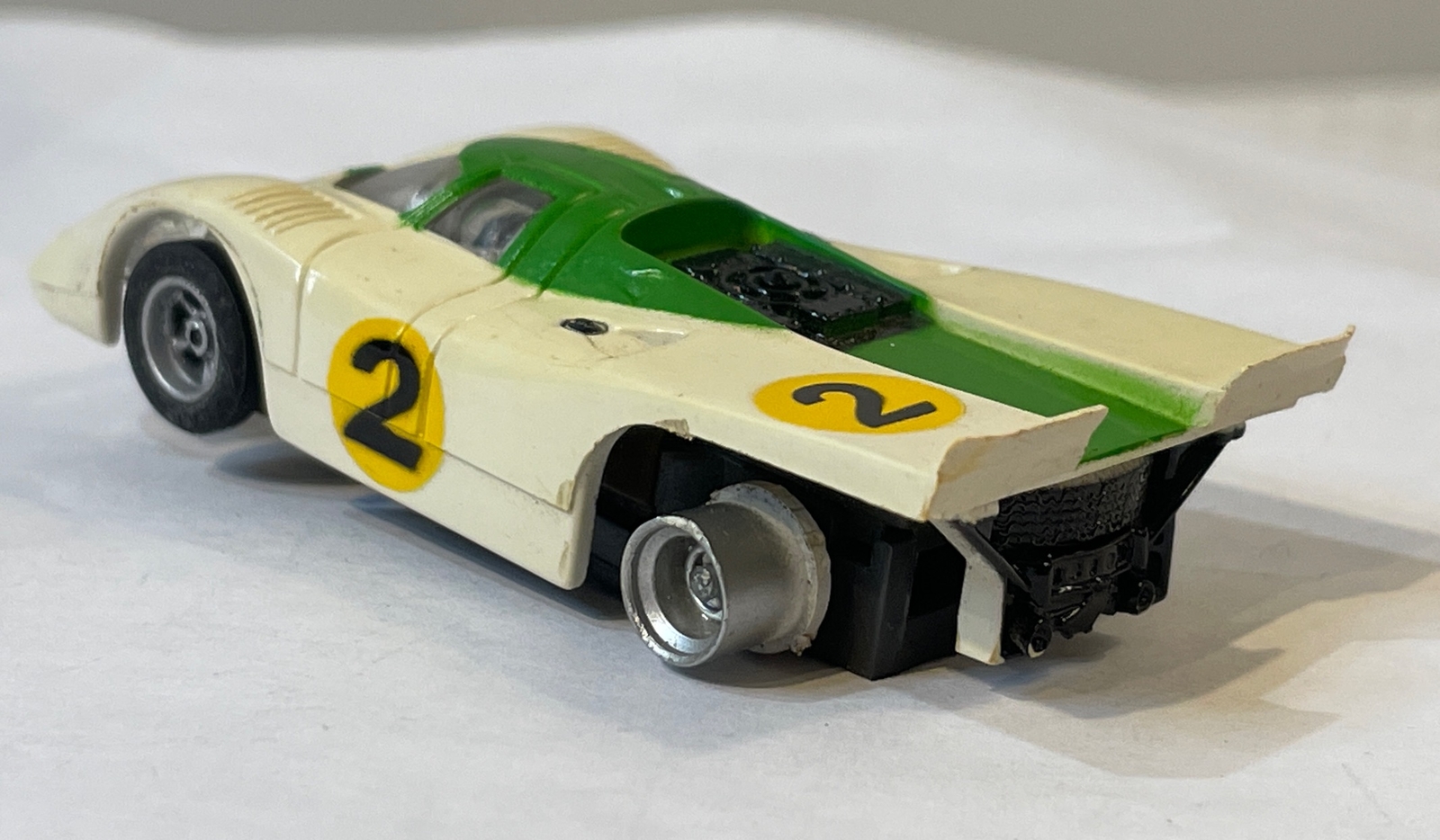 Porsche 917 2 White Green AFX Aurora HO Slot Car Mean Green armature