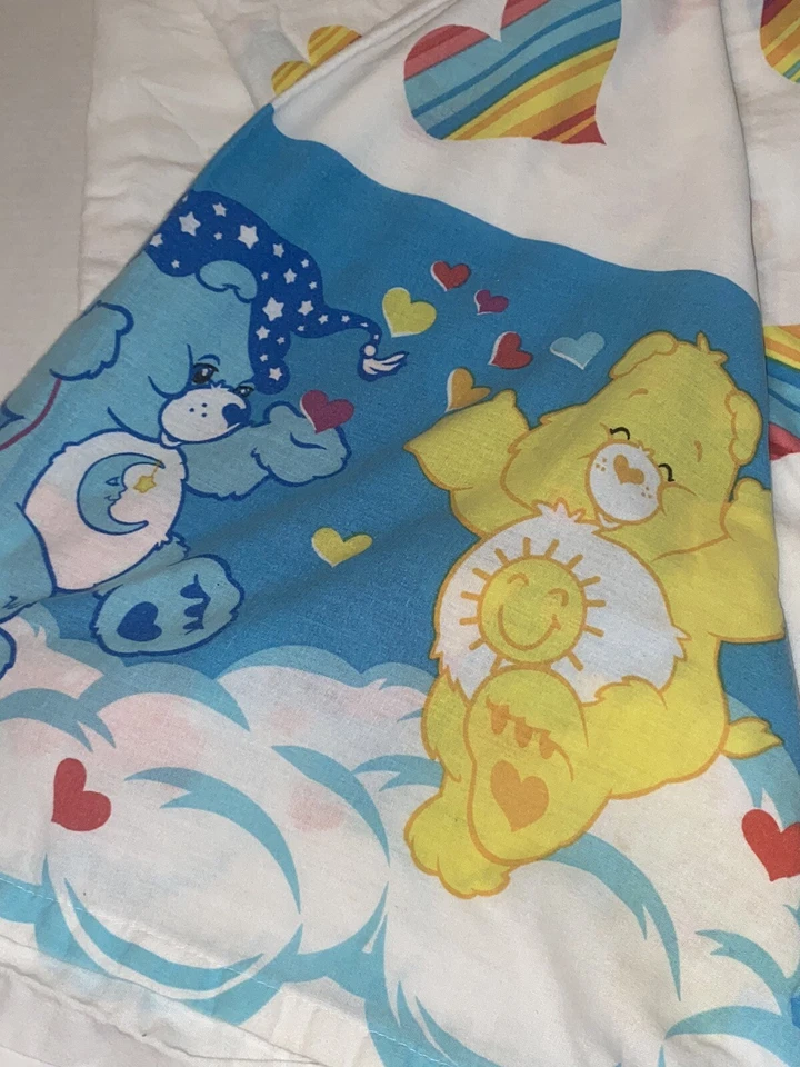Sábana bajera plana doble algodón Carebears Hearts años 80 de colección Foto 4 de 4