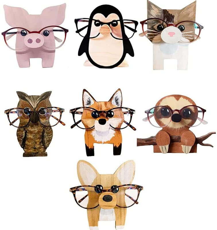 Eyeglass Holder Stand, Handmade Wood Cute Animal Glasses Holder Stand Desk Decor