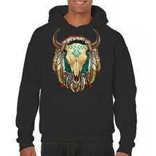 Steer Skull Dreamcatcher Sweatshirt Native American Indigenous Culture Hoodie