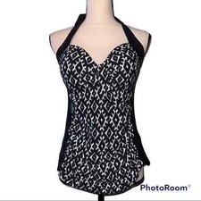 MERONA medium womens tankini padded ties around neck see flaw and description
