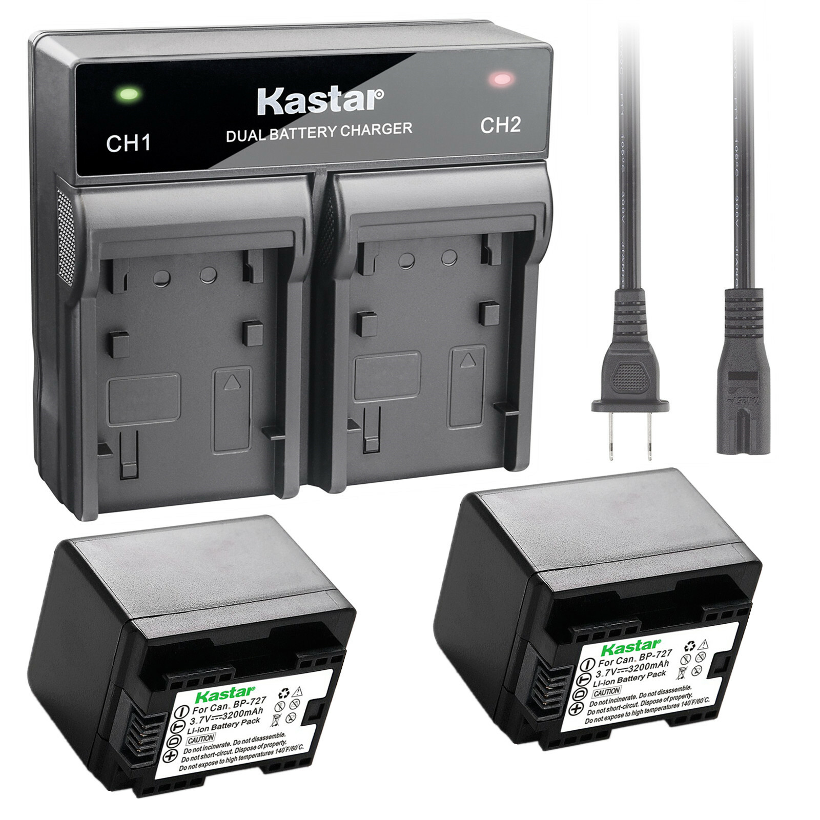 Kastar Battery AC Rapid Charger for BP-727 & Canon VIXIA HF R700 HFR700 Camera