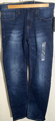 NWT MEN'S R SOCIETY Super Stretch Skinny JEANS STRAIGHT SIZE 28X32 Blue Denim
