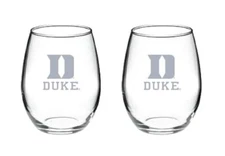 RFSJ Satin Frost Logo Wine or Beverage Glass Set of 2 (Duke Blue Devils)