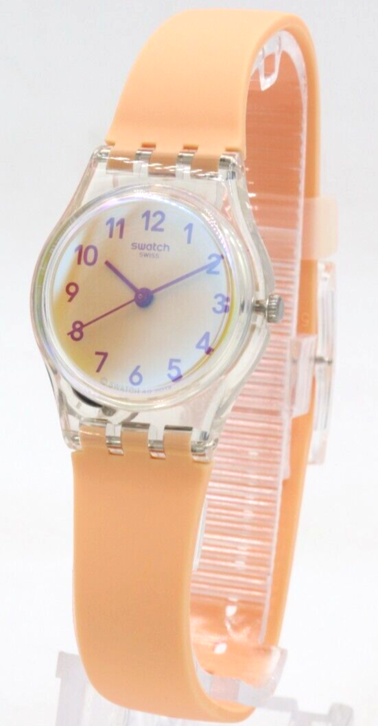 Swatch A COTE GB286 Womens Watch 34mm Orange Dial Pink Case Rubber New Battery Orange swatch watch for - Gem main image 4
