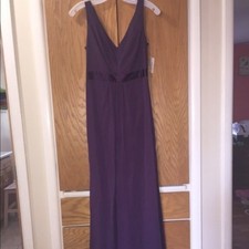 David's Bridal Full Length, Eggplant/Plum purple, V Neck Bridesmaid/Prom Dress