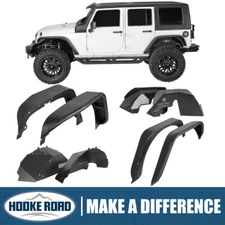 Hooke Road Front Rear Inner Fender Flare Liners for 2007-2018 Jeep Wrangler JK