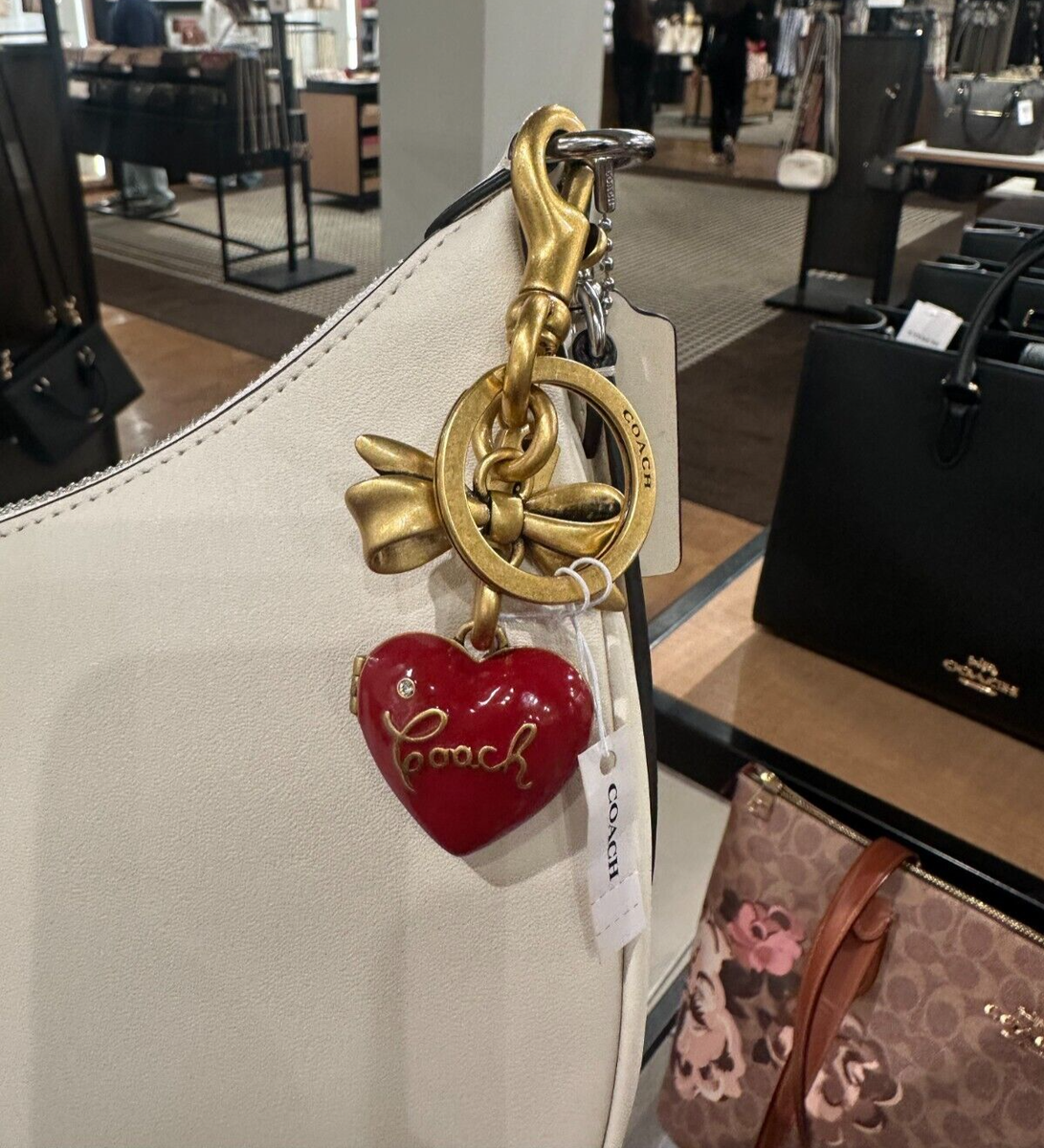 BN Coach CZ276 Bow Heart Locket Bag Charm | eBay