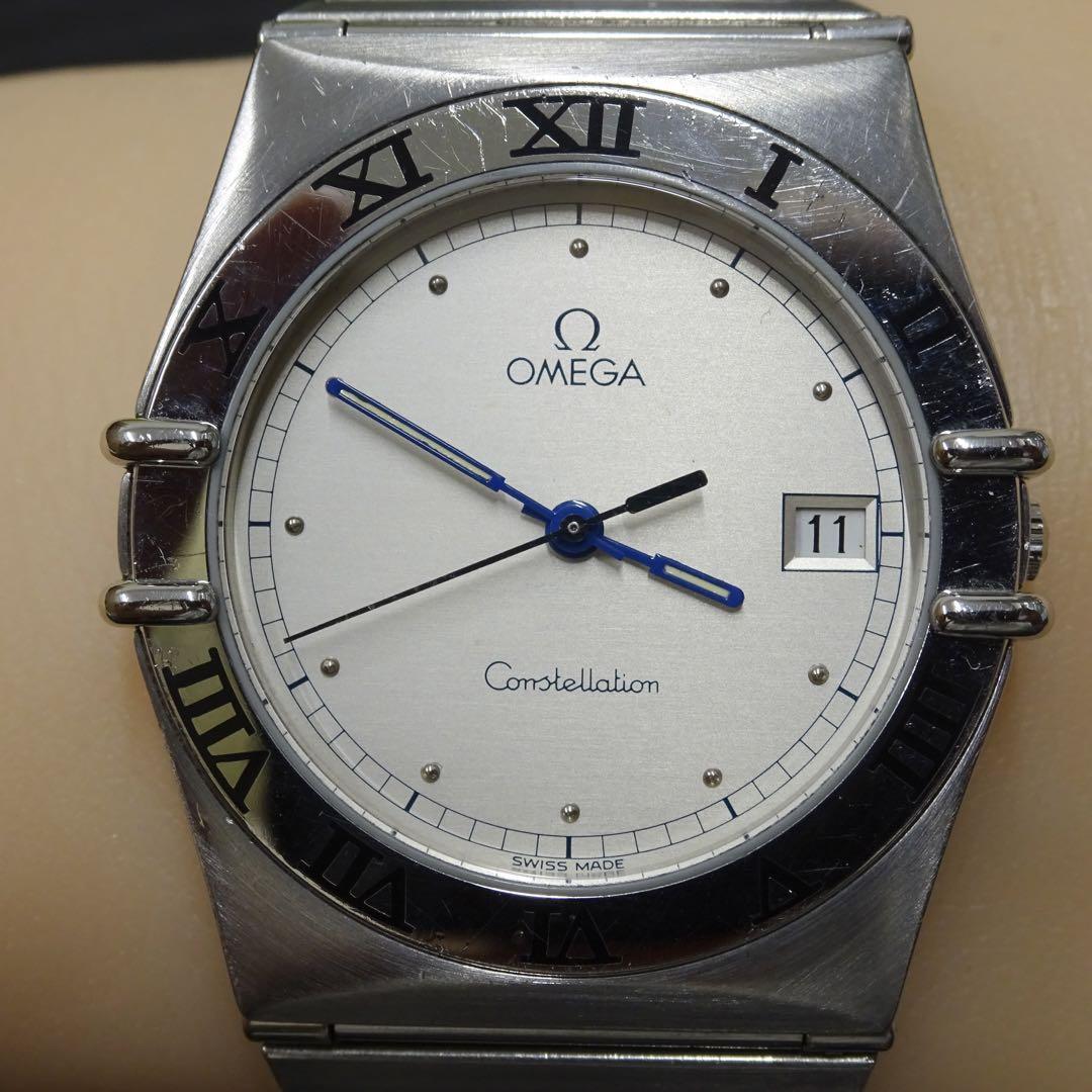 Omega Constellation Date Stainless Steel Silver White Quartz