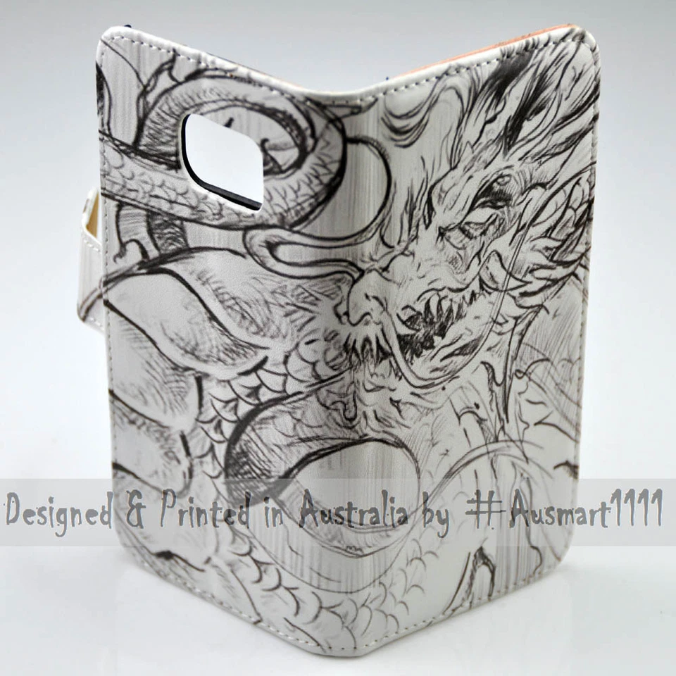 Funda tipo billetera con estampado de plantilla de dragón para teléfono móvil serie Huawei Foto 3 de 3