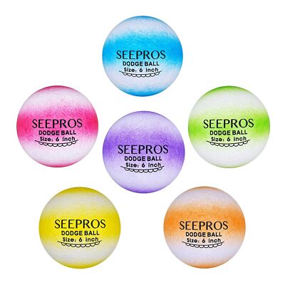	SEEPROS Foam Dodgeball Set - Soft Skin Low Bounce Dream Rainbow Color Perfect	