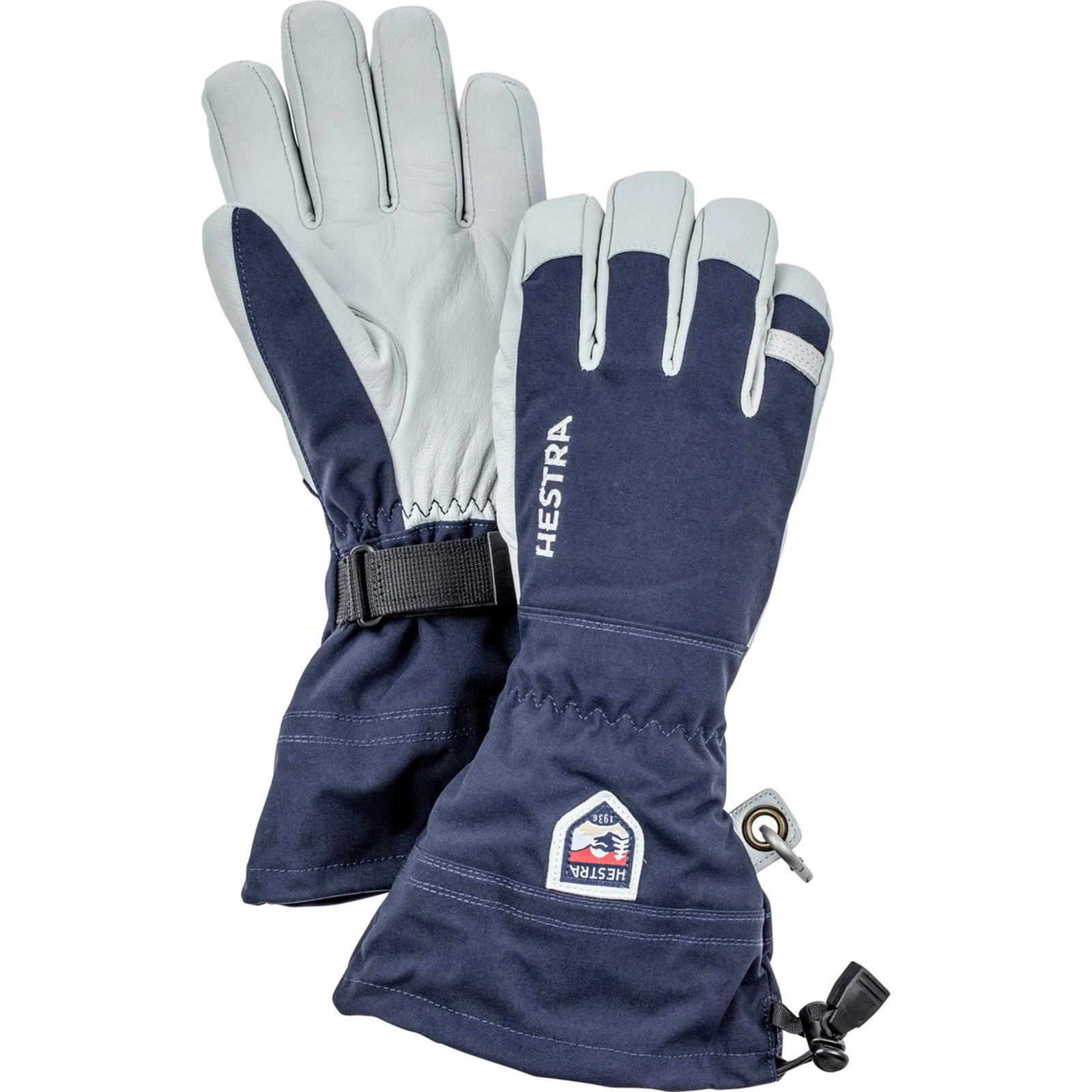 Hestra Gloves Army Leather Heli Ski Glove Unisex 5 Finger Navy