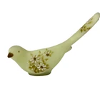 Vintage Fenton Custard Glass Bird With Painted Daisy Flowers Glows Figurine