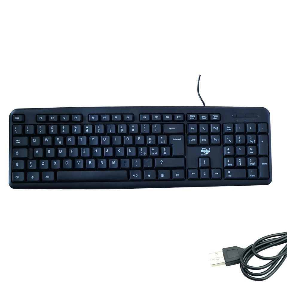 DRIWEI TASTIERA USB MULTIMEDIALE PC LAYOUT INTERNAZIONALE CAVO NERO UFFICIO LD-9272